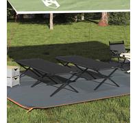 vidaXL Folding Camping Bed Folding Manual Black Oxford fabric