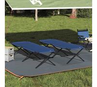 vidaXL Folding Camping Bed Folding Manual Blue Oxford fabric