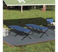 vidaXL Folding Camping Bed Folding Manual Blue Oxford fabric