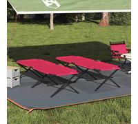 vidaXL Folding Camping Bed Folding Manual Red Oxford fabric