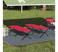 vidaXL Folding Camping Bed Folding Manual Red Oxford fabric