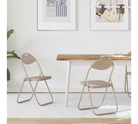 vidaXL Folding Chair 2 pcs Sand 48 x 43.5 x 81 cm Faux Leather