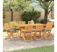 vidaXL Folding Chair 8 pcs Grey 49 x 57.5 x 92cm Solid Acacia wood