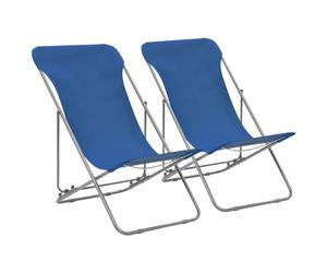vidaXL Folding Chairs 2 pcs Steel and Oxford Fabric Blue vidaXL
