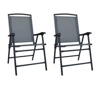 Vidaxl Folding Garden Chairs 2 Pcs Texilene Grey