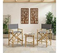 vidaXL Folding Director's Chair 2 pcs Natural Bamboo