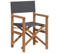vidaXL Folding Director's Chair Grey 56 x 54 x 87 cm Solid Teak Wood, Durable Folding Chair, Outdoor Teak, Minimalist Garden Seating, Portable Summer Furniture Design
