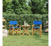 vidaXL Folding Director's Chairs 2 pcs Blue Solid Wood Teak