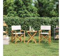 vidaXL Folding Director's Chairs 2 pcs Cream Solid Wood Teak