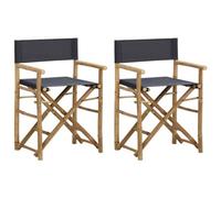 vidaXL Folding Director's Chairs 2 pcs Dark Grey Bamboo and Fabric