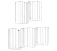 vidaXL Folding Dog Gate 9 Panels Poplar Wood White 450 cm, Pet Gate, Safety Door for Dogs, Safety Dog Gate