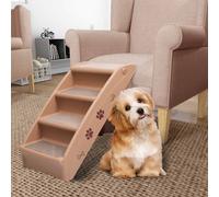 vidaXL Folding Dog Stairs Brown Non-skid Pet Furniture Puppy Step Ladder Ramp