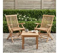 VidaXL Folding Garden Chair 2 Pcs Natural Solid Teak Wood