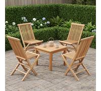 VidaXL Folding Garden Chair 4 Pcs Natural Solid Teak Wood