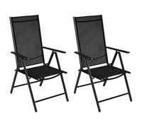 vidaXL Folding Garden Chairs 2 pcs Aluminium and Textilene Black Durable
