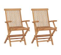 vidaXL 2x Solid Teak Wood Folding Garden Chairs Outdoor Seating Furniture