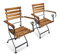 vidaXL Folding Garden Chairs 2 pcs Steel and Solid Acacia Wood