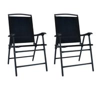 Folding Garden Chairs Textilene Steel Black 62x59x93 cm 2pcs Foldable PatioSetXL