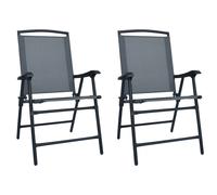 Vidaxl Folding Garden Chairs 2 Pcs Texilene Grey