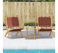 vidaXL Folding Garden Chairs 2 pcs with Table Red Solid Wood