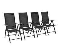 vidaXL 4x Folding Garden Chairs Aluminium Black Outdoor Patio Furniture Seats