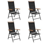 vidaXL Folding Garden Chairs 4 pcs Aluminium and Textilene Black UK