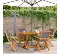vidaXL Folding Garden Chairs 4 pcs Anthracite Fabric and Solid Wood