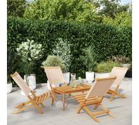 Garden Chairs Outdoor Chair Dining Chair Solid Wood Acacia and Fabric vidaXL