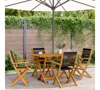 vidaXL Folding Garden Chairs 4 pcs Black Solid Wood Acacia