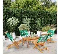 vidaXL Folding Garden Chairs 4 pcs Green Fabric and Solid Wood