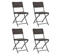 vidaXL Folding Garden Chairs 4 pcs HDPE and Steel Brown Durable