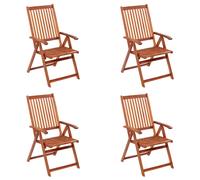 vidaXL 4x Solid Acacia Wood Folding Garden Chairs Wooden Outdoor Dining Seat