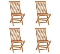 vidaXL 4x Solid Teak Wood Folding Garden Chairs Outdoor Seating Furniture