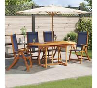 Folding Garden Chairs Dining Chair Solid Wood Acacia and Textilene vidaXL