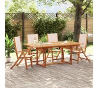 Folding Garden Chairs Dining Chair Solid Wood Acacia and Textilene vidaXL