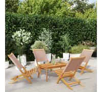 vidaXL Folding Garden Chairs 4 pcs Taupe Fabric and Solid Wood