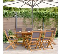 Garden Chairs Outdoor Chair Dining Chair Solid Wood Acacia and Fabric vidaXL