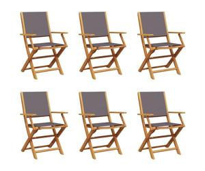 vidaXL Folding Garden Chairs 6 pcs - Anthracite Fabric & Solid Wood - Durable Outdoor Seats for Patio, Deck, Balcony, or Garden