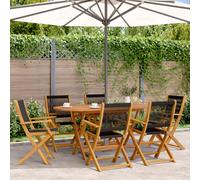 vidaXL Folding Garden Chairs 6 pcs Black Solid Wood Acacia