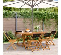 vidaXL Folding Garden Chairs 6 pcs Black Solid Wood Acacia