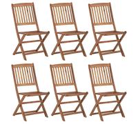 vidaXL 6x Solid Acacia Wood Folding Garden Chairs Wooden Outdoor Dining Seat