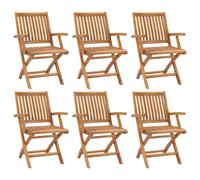 vidaXL 6x Solid Teak Wood Folding Garden Chairs Furniture Outdoor Seating