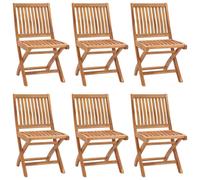 vidaXL 6x Solid Teak Wood Folding Garden Chairs Outdoor Seating Dining Chairs