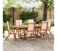 Folding Garden Chairs Dining Chair Solid Wood Acacia and Textilene vidaXL