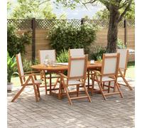 Folding Garden Chairs Dining Chair Solid Wood Acacia and Textilene vidaXL