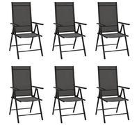 vidaXL Folding Garden Chairs 6 pcs Textilene Black