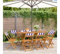 Bistro Chairs Outdoor Chair Dining Chair Solid Wood Acacia and Fabric vidaXL