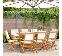 vidaXL Folding Garden Chairs 8 pcs Cream White Fabric and Solid Wood