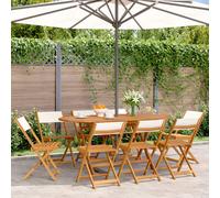 Bistro Chairs Outdoor Chair Dining Chair Solid Wood Acacia and Fabric vidaXL