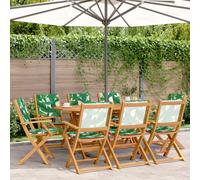vidaXL Folding Garden Chairs 8 pcs Green Fabric and Solid Wood